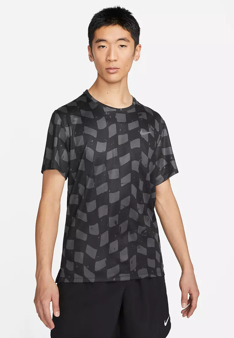 Nike dri-fit miler men's sales short-sleeve printed running top