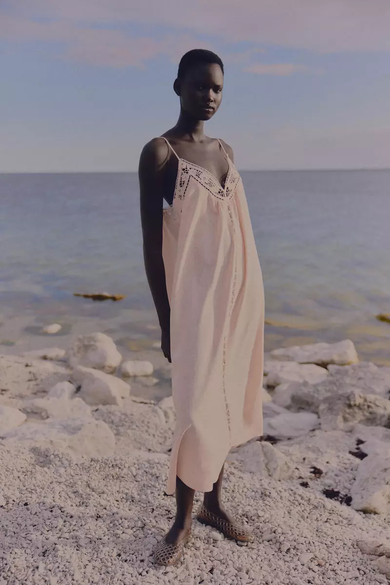 Broderie anglaise tie-strap dress