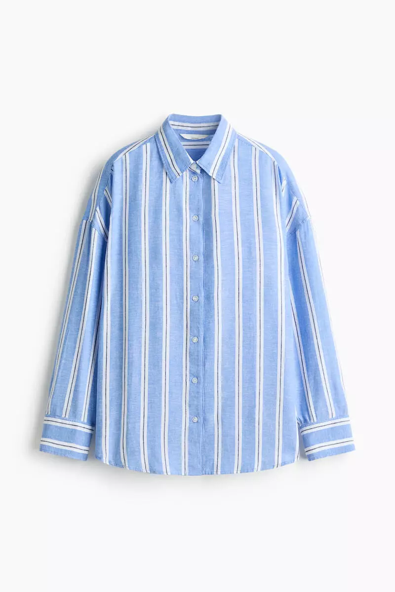 Oversized linen-blend shirt