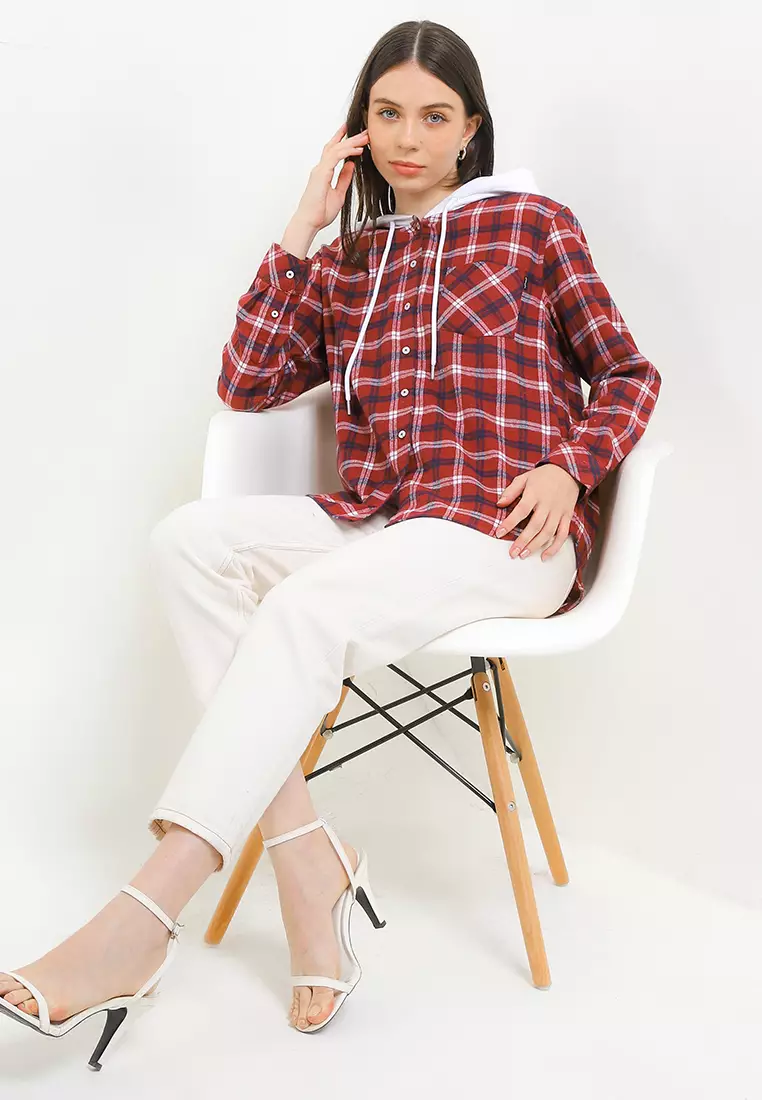 90S Hlola Flannel Shirt With Hoodie