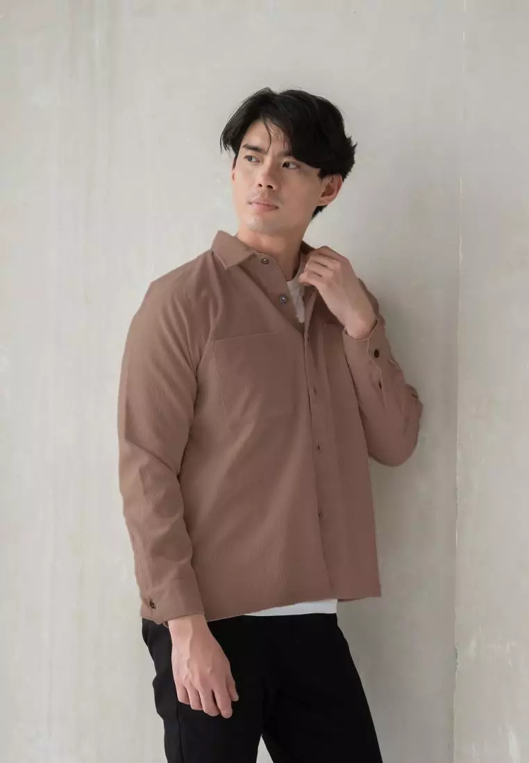 Kale Jade Brown / Kemeja Atasan Pria Corduroy
