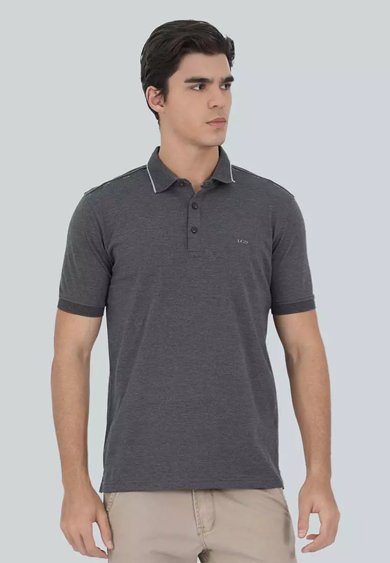 LGS - Kaos Polo Casual Pria - Lengan Pendek - Kerah Wangky - Warna Abu-abu - Slim Fit - JWS.325.C3558F.01.C