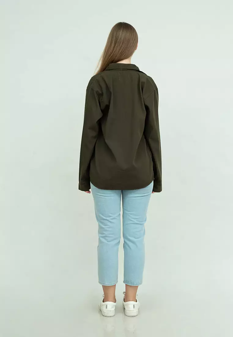 Jaket parka outer jaket wanita semi parka warna Army unisex