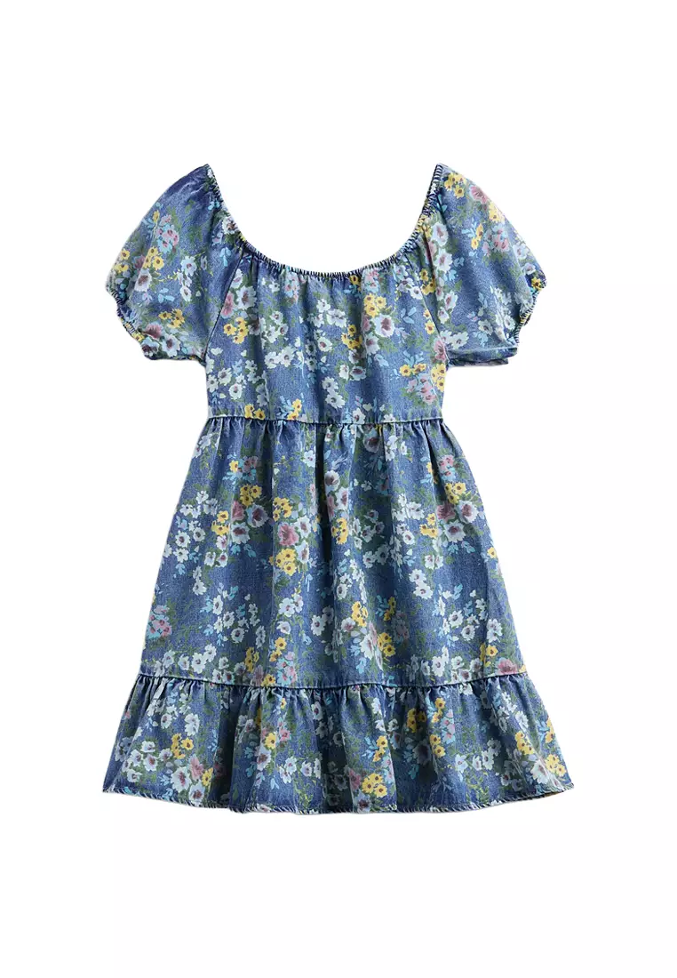 Buy GAP Short Sleeve Denim Floral Dress 2026 Online | ZALORA