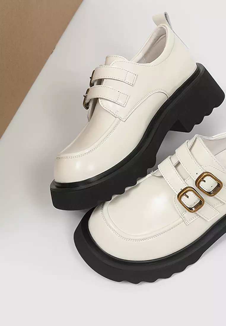 Leather Double Buckle Loafers MZ7306