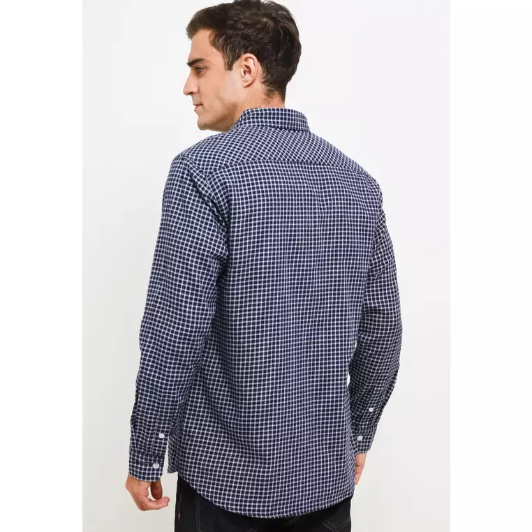 TRIPLE Kemeja Flanel Lengan Panjang Slim Fit (LS 457 NVY) - Navy