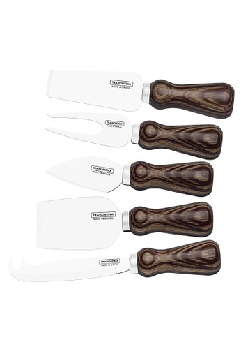 Tramontina Stainless Steel Cheese Knife Set 5pcs (Polywood)