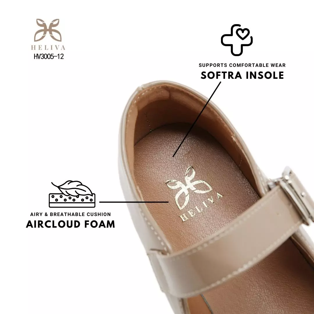 Heliva Mikha Glossy Strap Wedges with Feminine Charm Heel 5.5cm HV3005-12