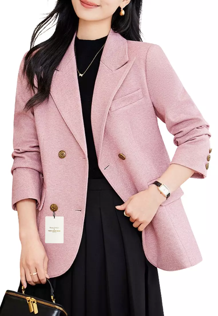 HAPPY FRIDAYS Casual Double Breasted Suit Jacket YGH-EQ8885