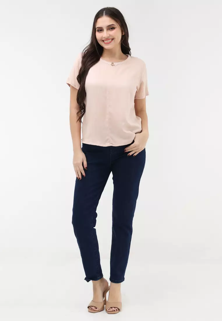 Single Twill Woven Short Sleeves Blouse