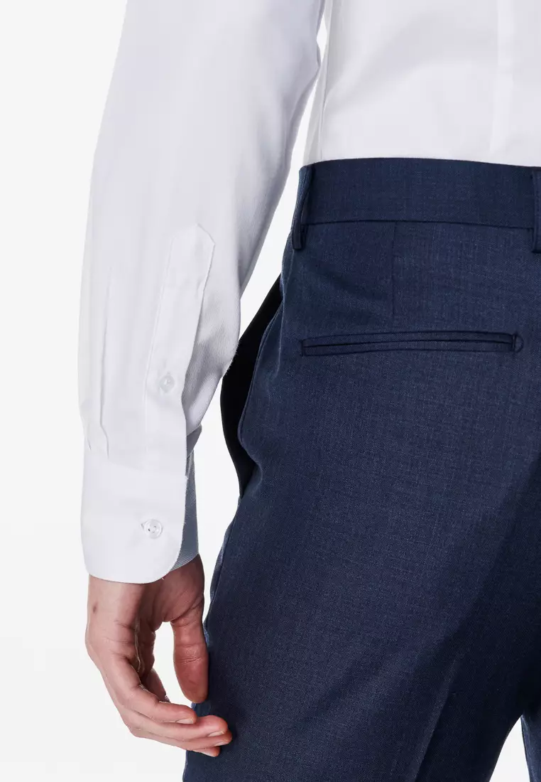 White Herringbone Slim Fit Shirt