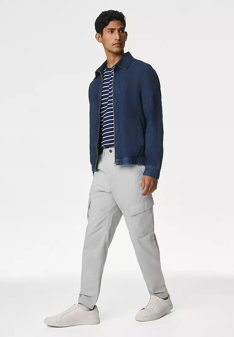 Tapered Fit Pure Cotton Lightweight Cargo Trousers