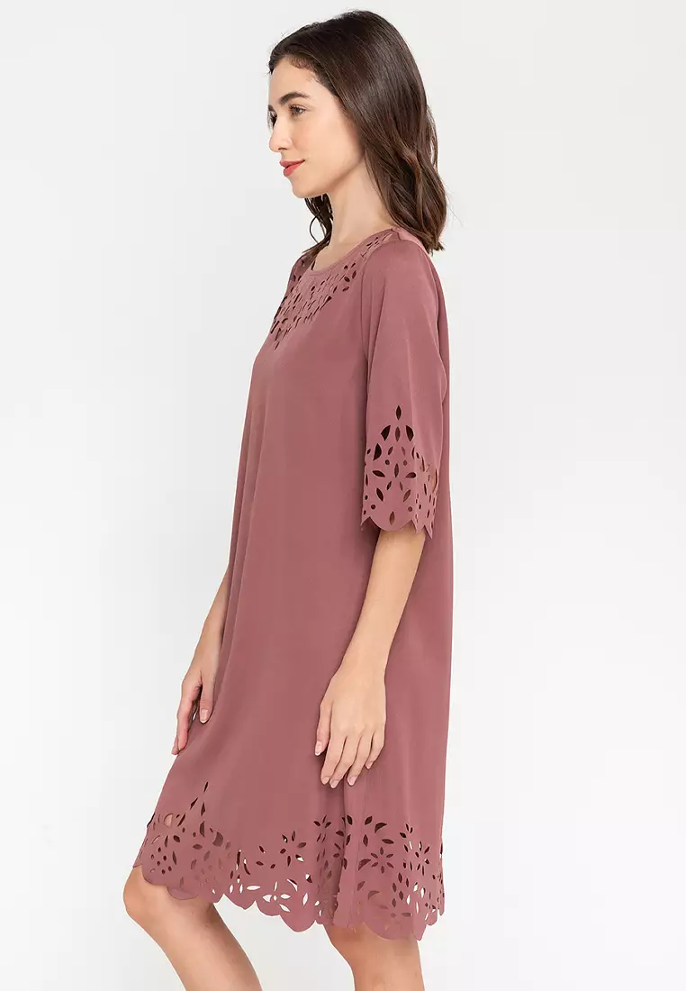 Caryl Laser Cut Hem Dress