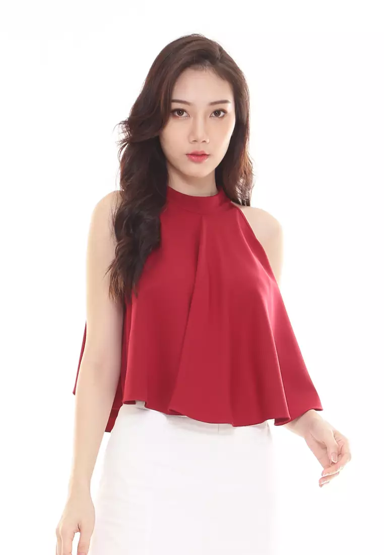 Olivia Sleeveless Top in Maroon