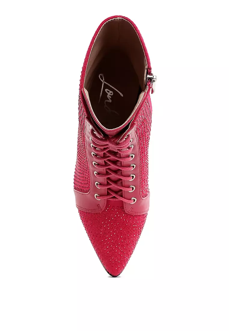 Sepatu Semata Kaki Berhias Berlian Imitasi Di FUCHSIA