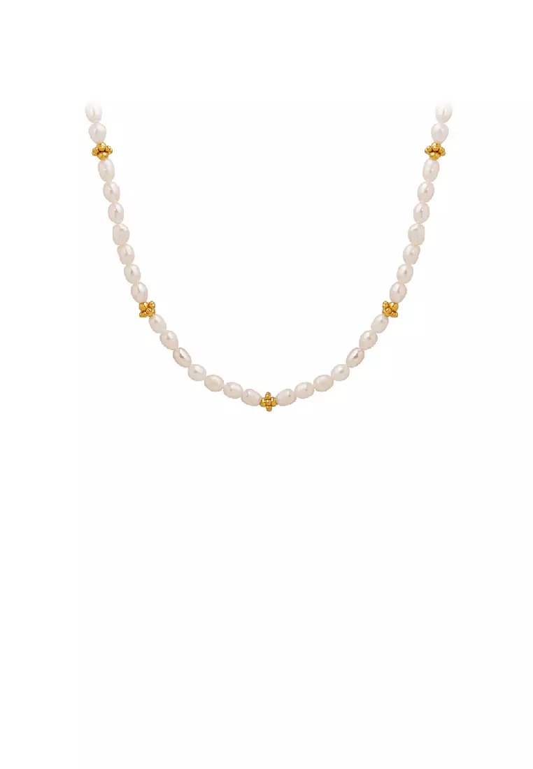 Gold chain with pearl beads on sale