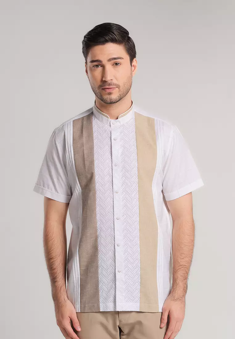 MOC Kemeja Koko Lengan Pendek Pria Hamid - White