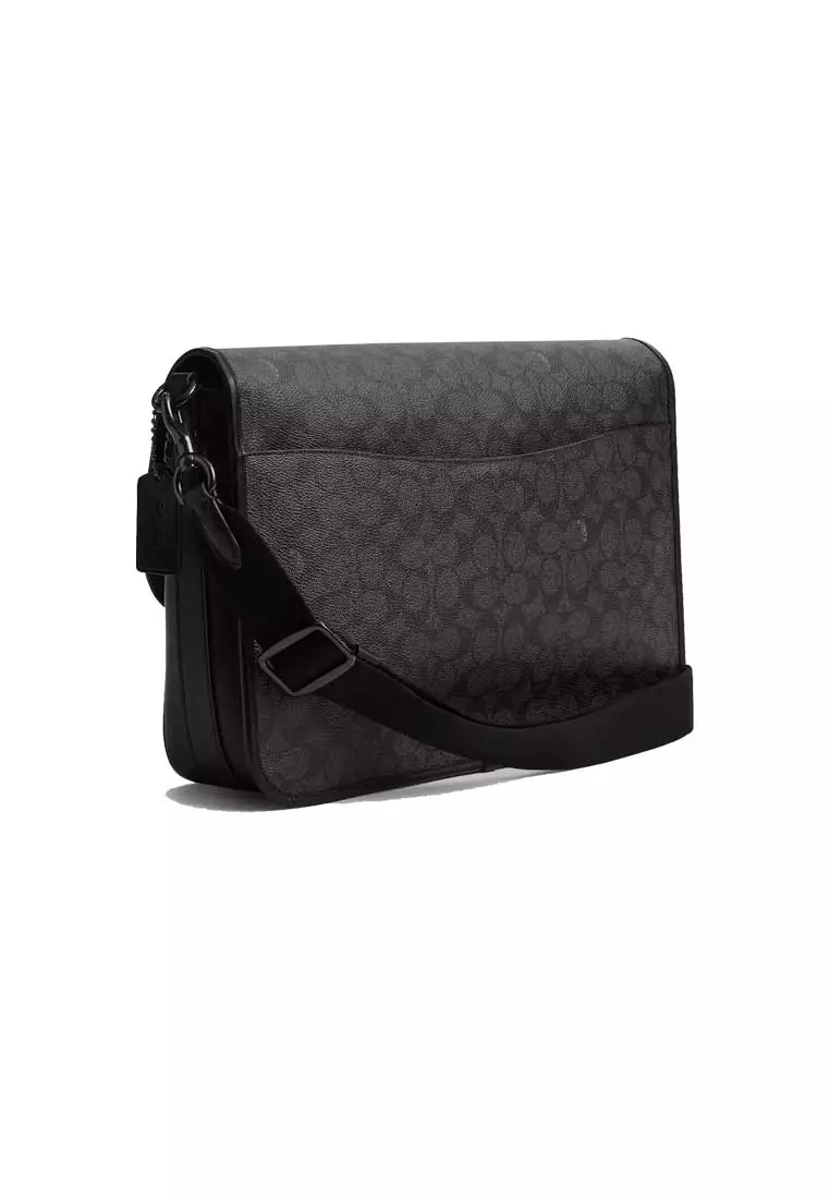 Buy Coach Hitch Messenger Bag In Signature Canvas Charcoal CAH92