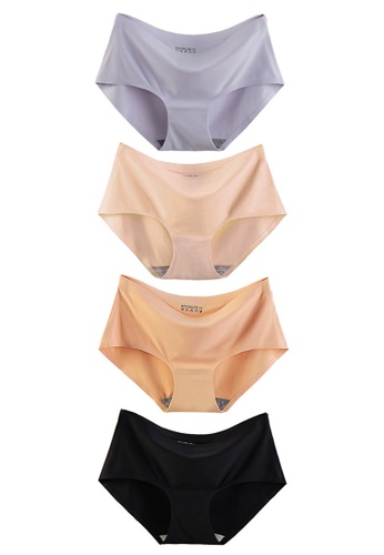 YSoCool black and grey and multi and beige 4-Pack Seamless Invisible Ice Silk Underwear Panties 783D7US0905AFCGS_1