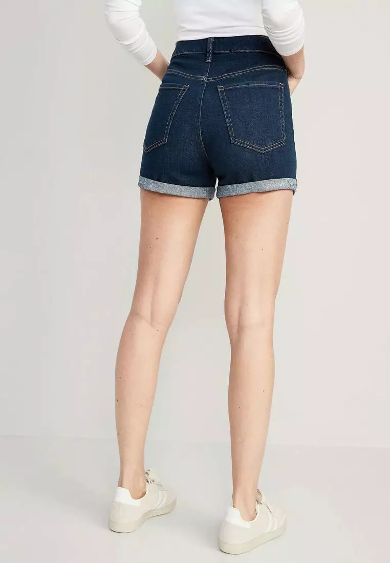 High-Waisted Wow White-Wash Straight Jean Shorts -- 3-inch inseam