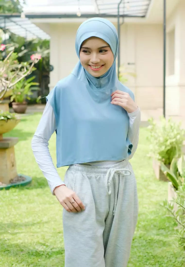 Alesha Hijab Outer Dusty Blue - Hijab Olahraga