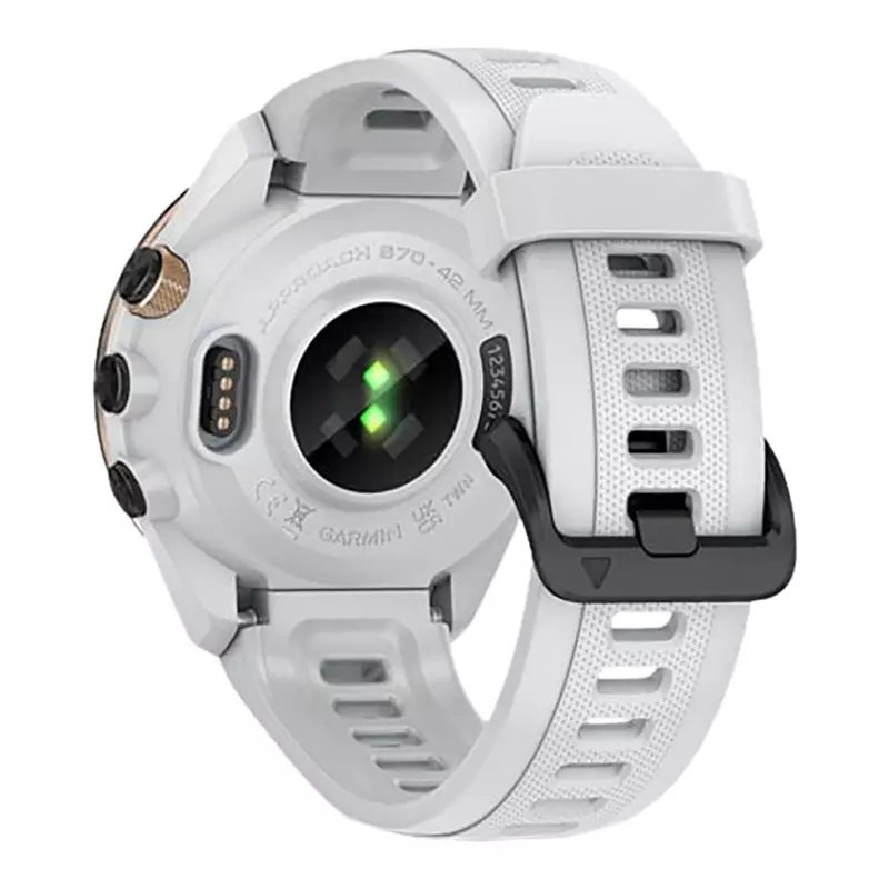 Jam Tangan Unisex Garmin Approach S70 010-02746-50 Smartwatch 42mm Premium GPS Golf Digital Dial White Silicone Strap