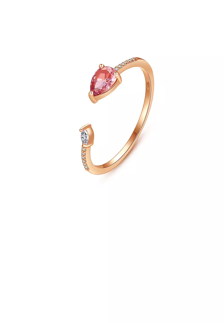 Gold ring with best sale red rose