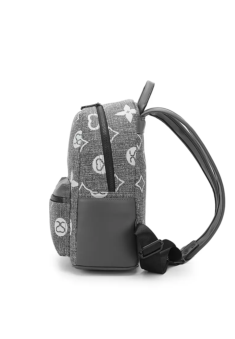 Women's Monogram Backpack (Tas Ransel Wanita / Tas Punggung Wanita) - Abu-Abu