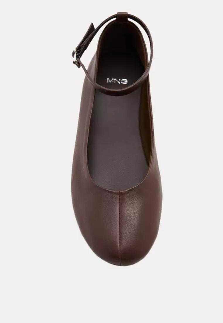 Leather Ankle Strap Flat Shoes