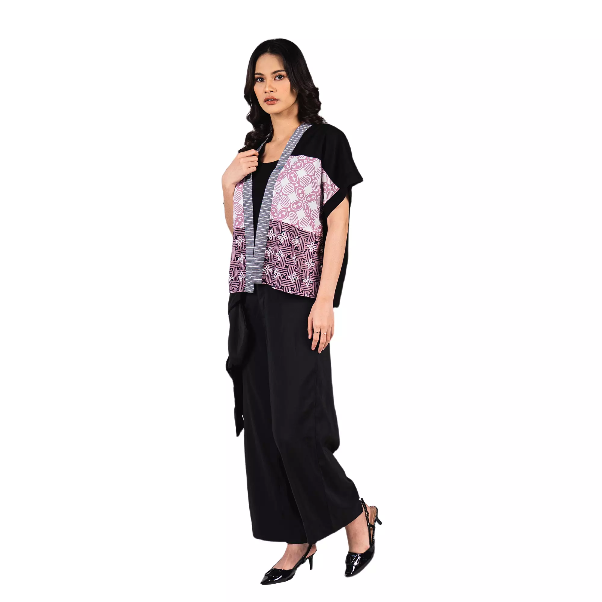 Blazer Batik Wanita - Atasan Batik - Bhatara Batik Mikata - Outer Batik Modern Lengan Pendek