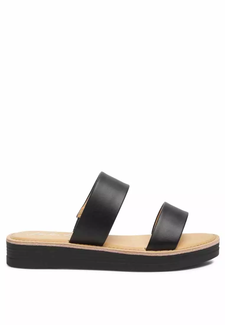 Discount on London Rag  shoes - SKU: Double Strap Black Platform Sandals