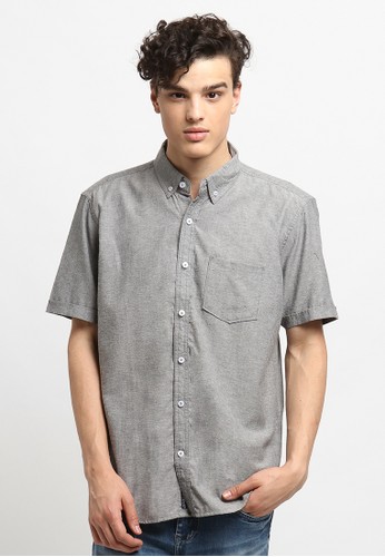 Jual Osella Osella Baju Pria Kemeja Tangan Pendek Polos Grey Original Zalora Indonesia