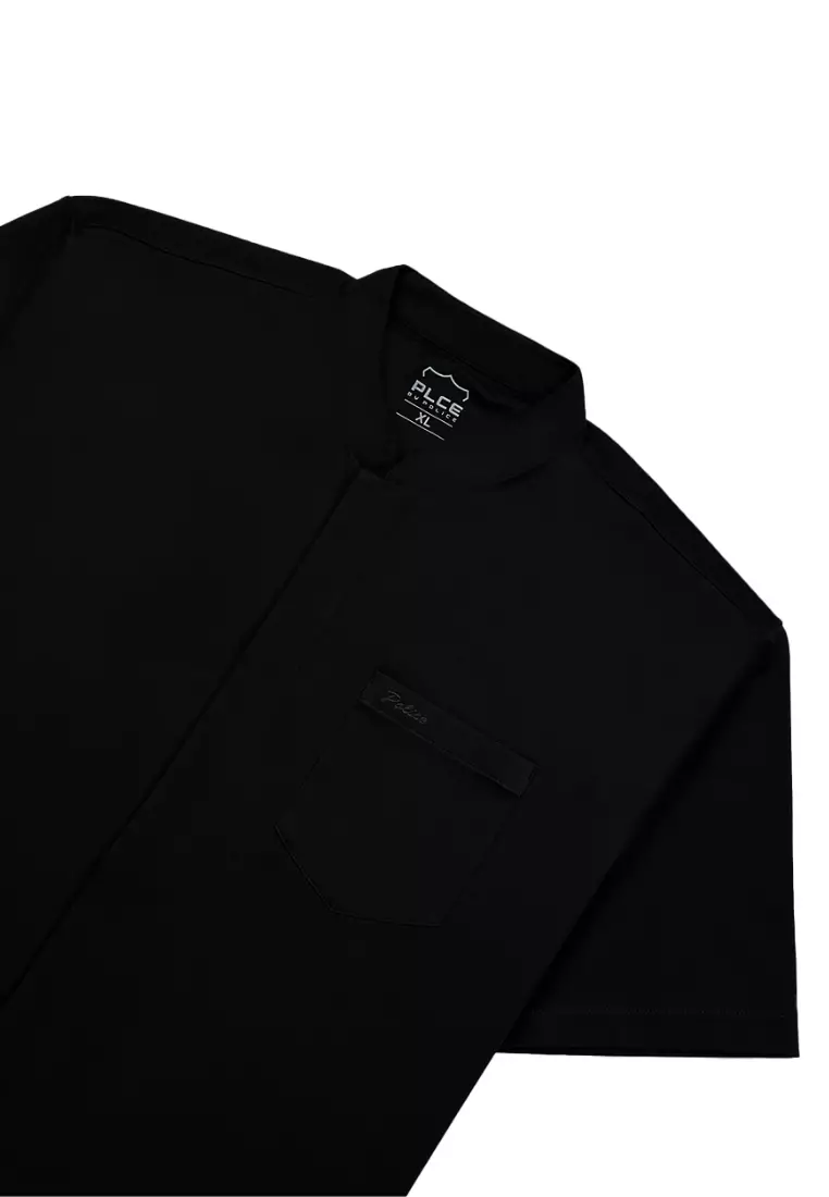 POLICE Kemeja Koko Polos Spandex Slub Premium Regular Fit Pria