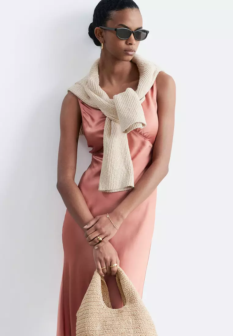 V-Neck Slip Midi Dress