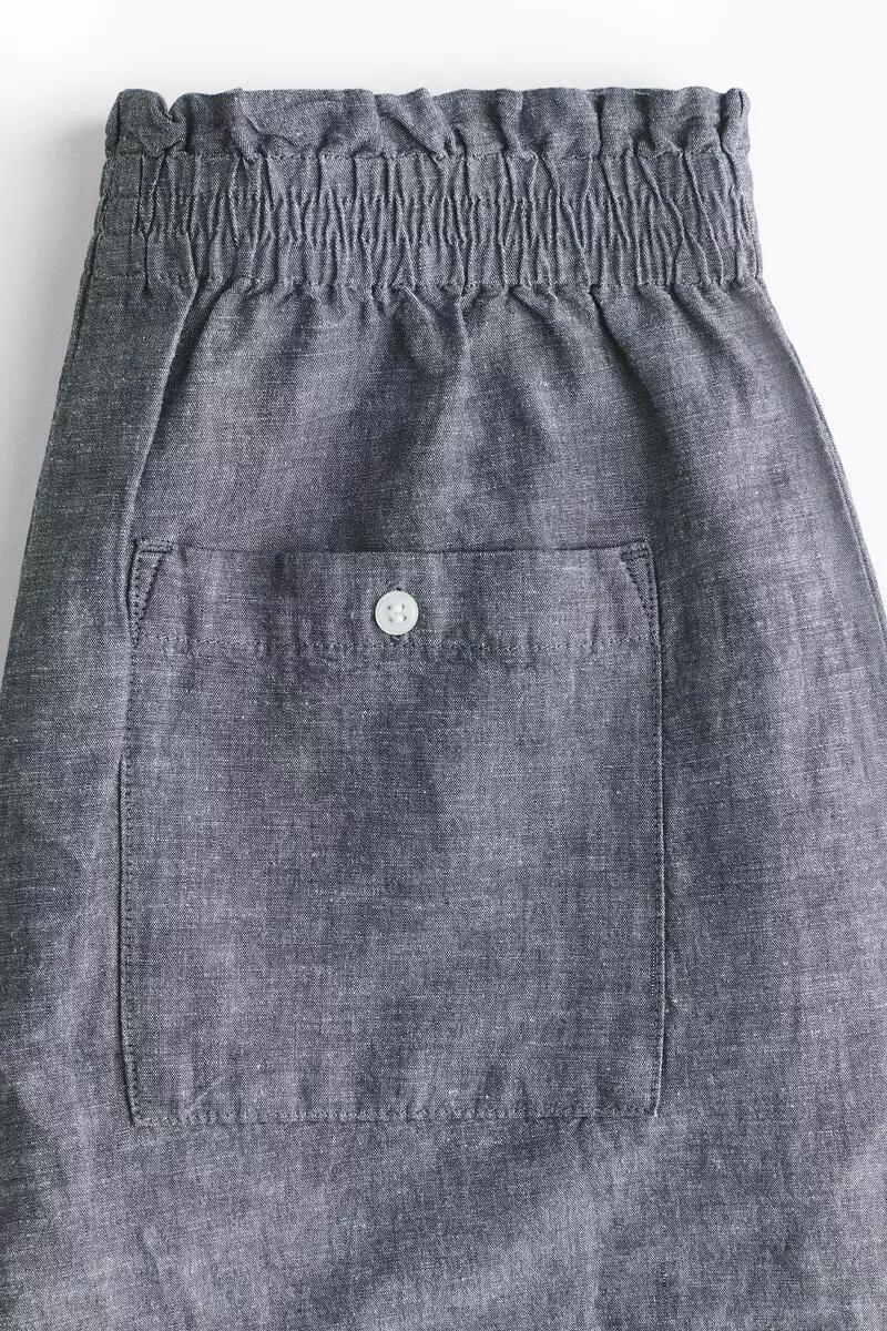 Linen-blend paper bag shorts