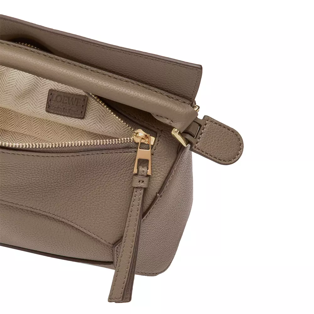 Mini Puzzle Edge Bag In Soft Grained Calfskin Taupe Ghw