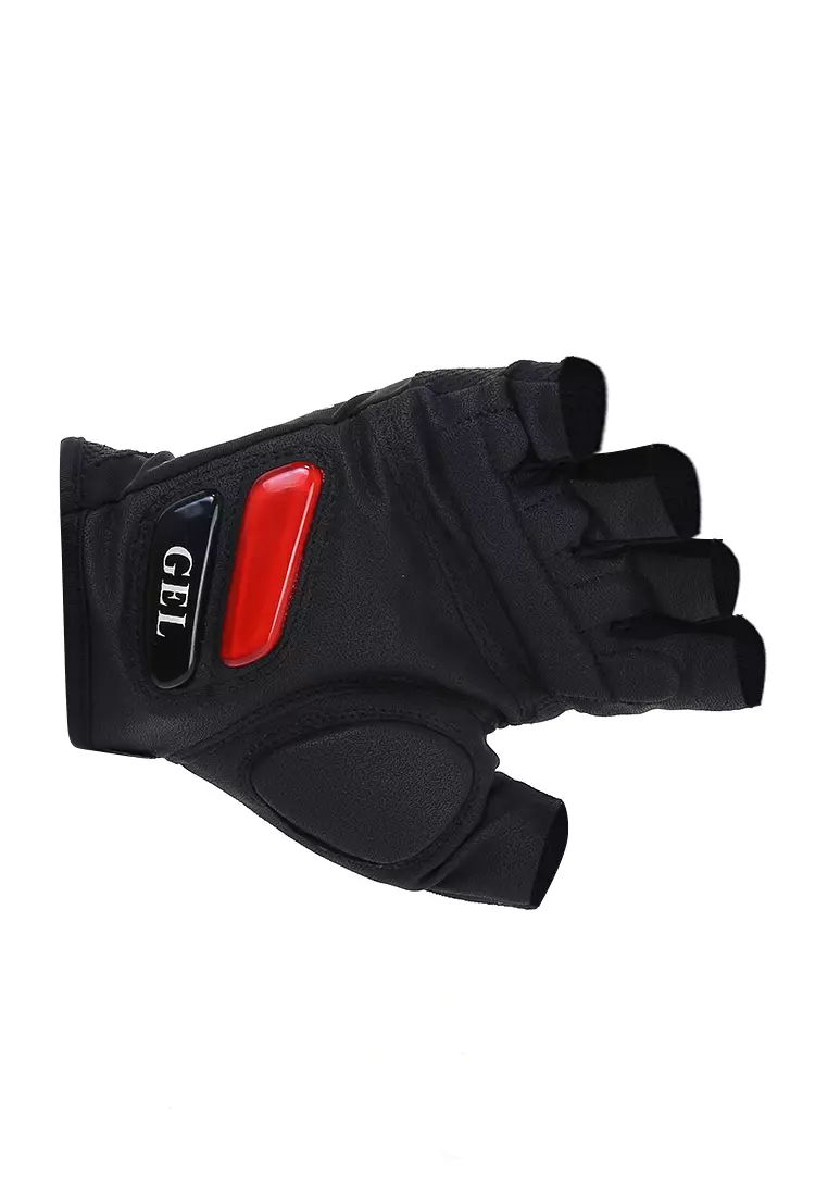 Decs Sports Gloves Sarung Tangan Sepeda Half Finger Shock Absorber Anti Slip Material Nylon Lycra ORIGINAL - Black