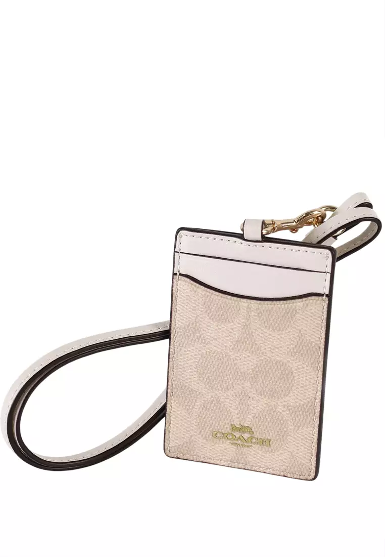 ID Lanyard In Signature Canvas - Sand/White