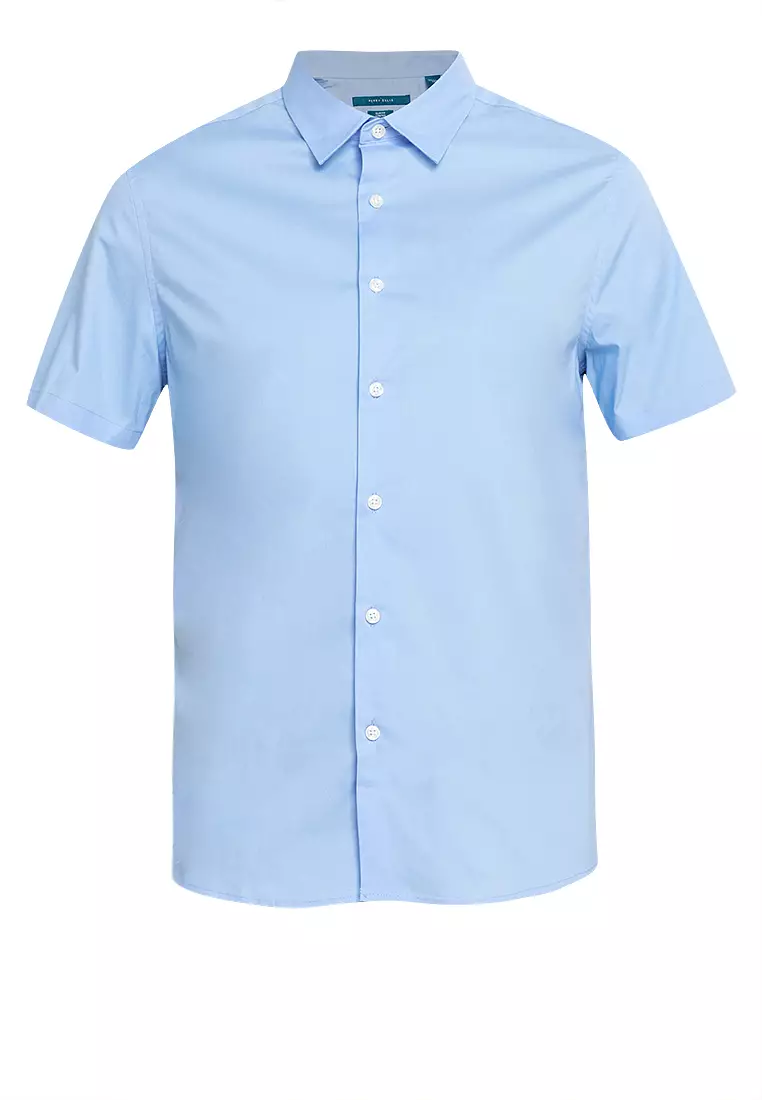 Woven Short Sleeves Casual Poplin Stretch