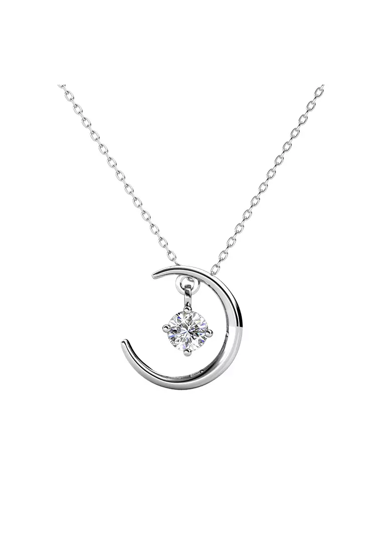 Her Jewellery Falling Star Pendant (White Gold) - Luxury Crystal Embellishments plated with 18K Gold