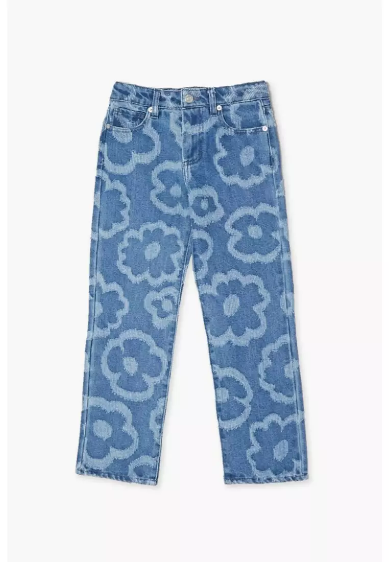Girls Floral Print Jeans