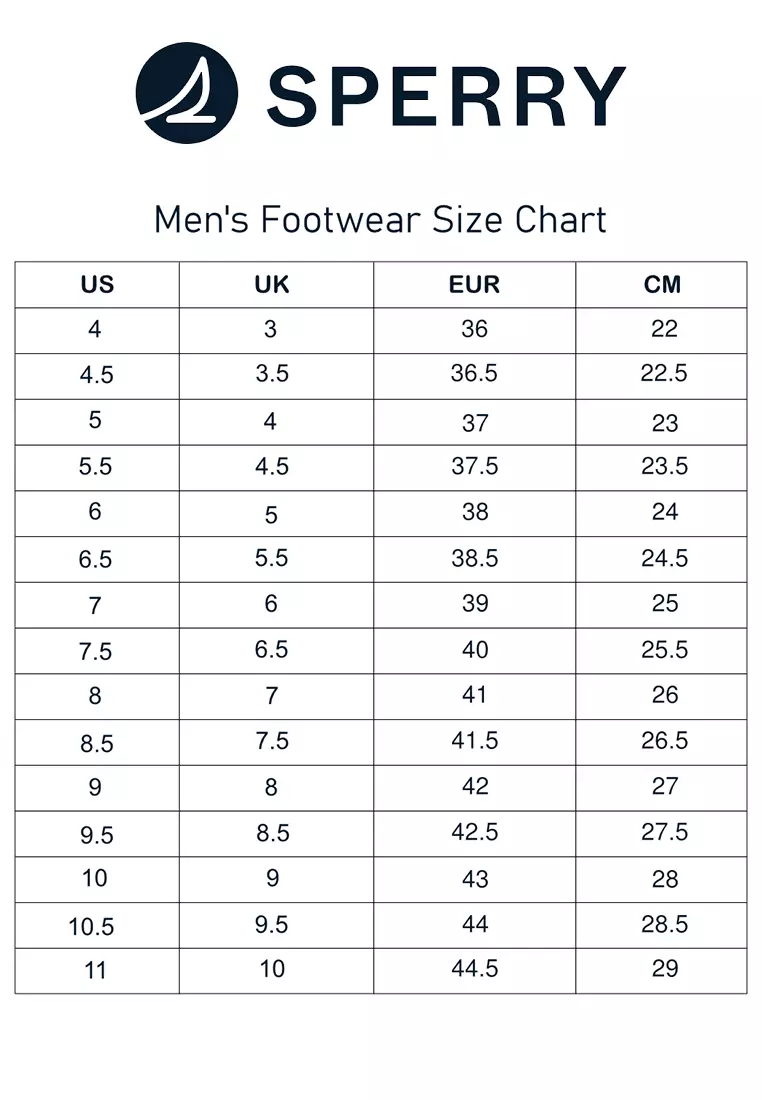 Sperry big kid hot sale size chart