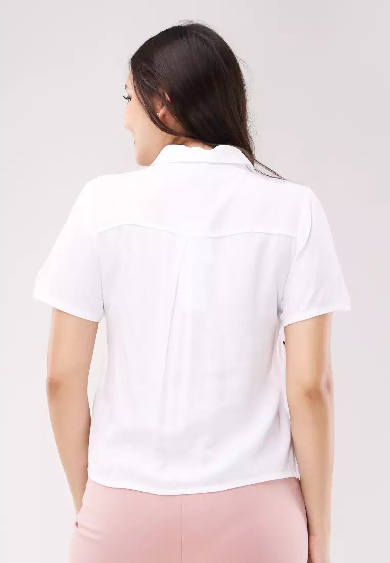 Soft Linen Woven Short Sleeves Blouse