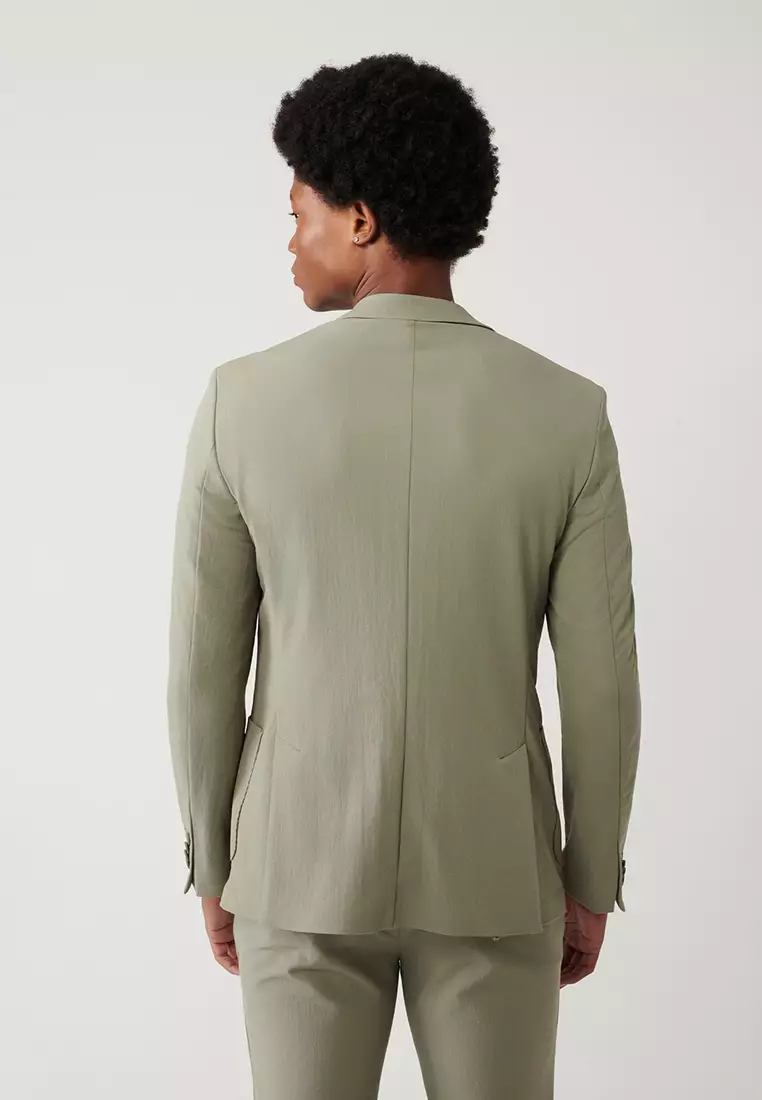Men's Light Khaki Slit Unlined Way Stretch Lightweight Jacket A41Y4003