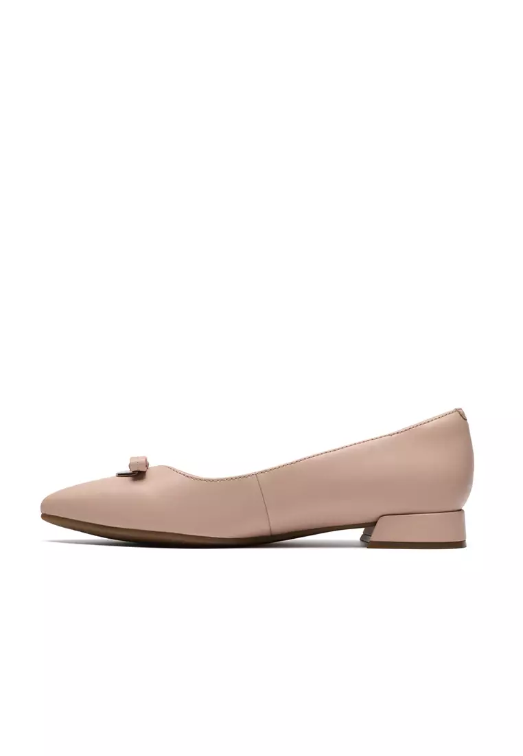 Womens Natalyn Trim Ballerina Light Pink Lea - Wide Fit
