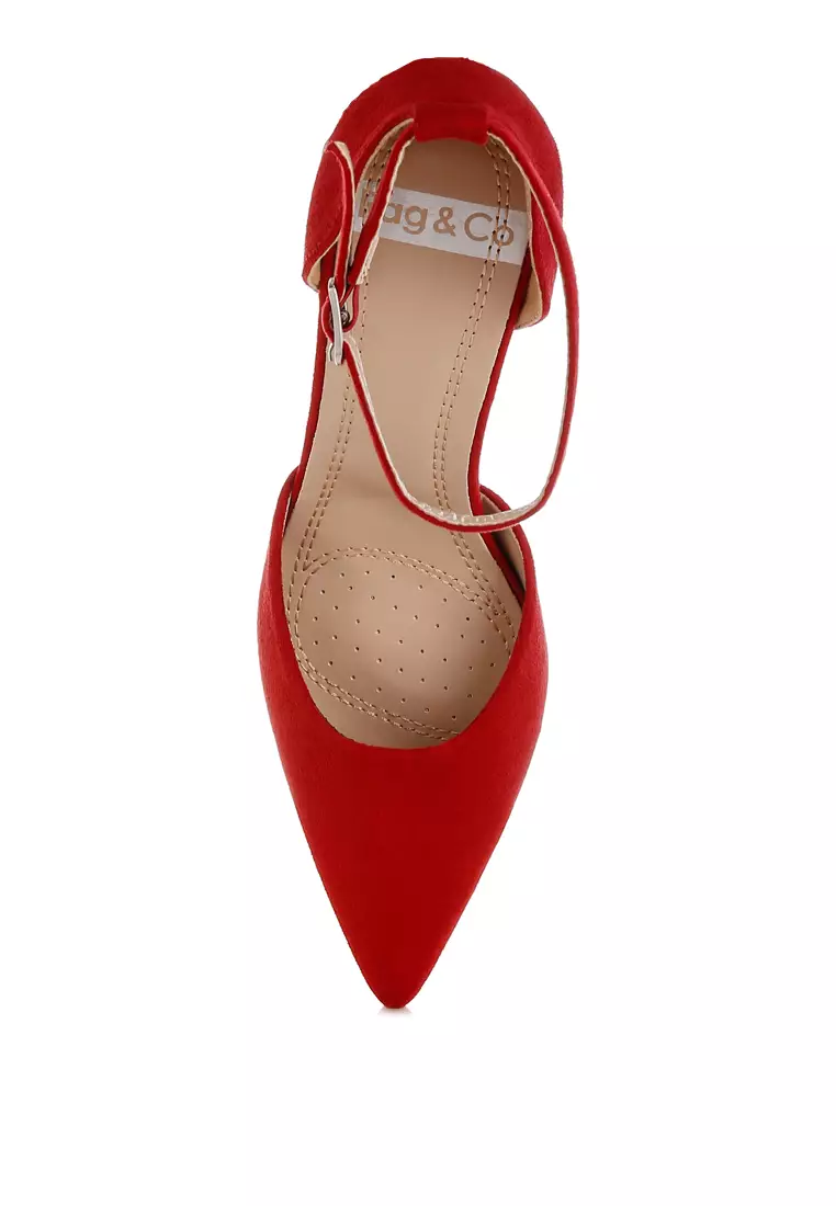 Microfiber Stiletto Sandals in Red