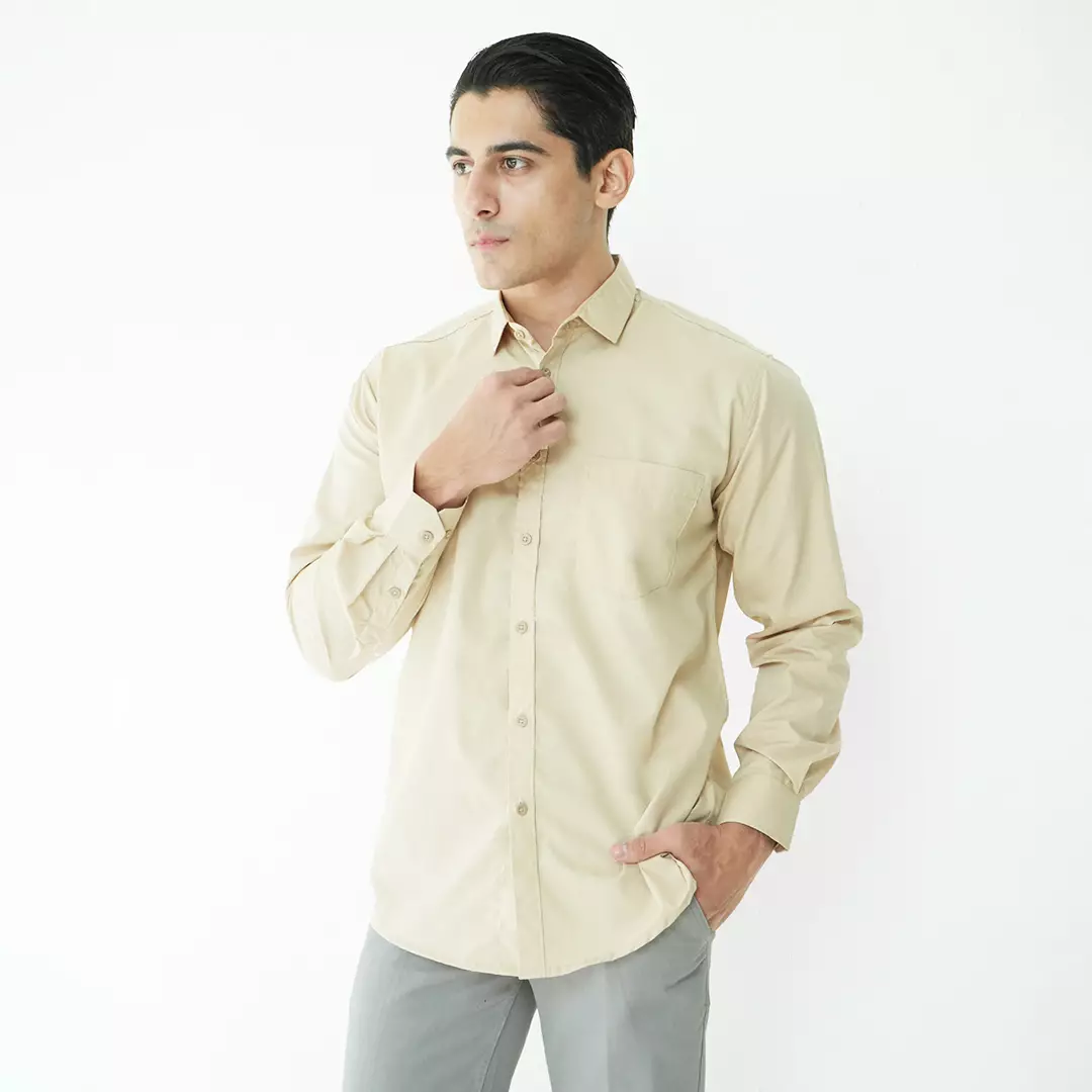 Casella Kemeja Pria Lengan Panjang Solid Basic | Kemeja Lengan Panjang Gallant 7714 Peach