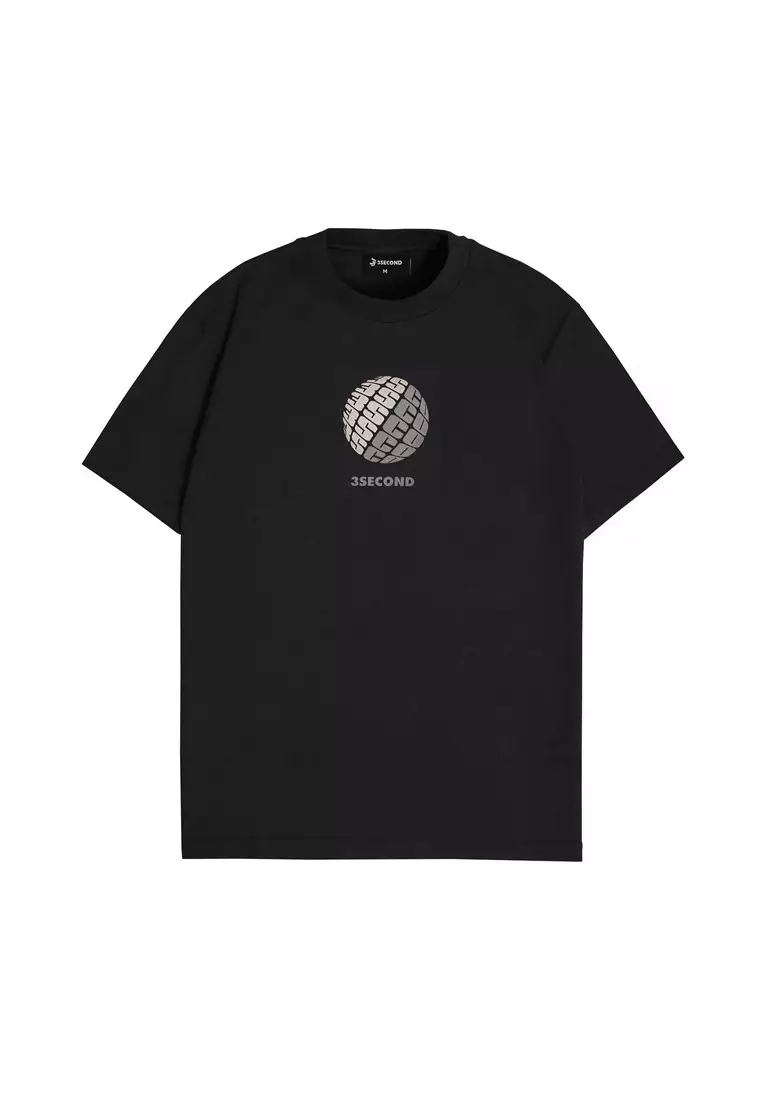 3Second Men's T-Shirt Short Sleeve Regular Fit Logo Script Asher C071024