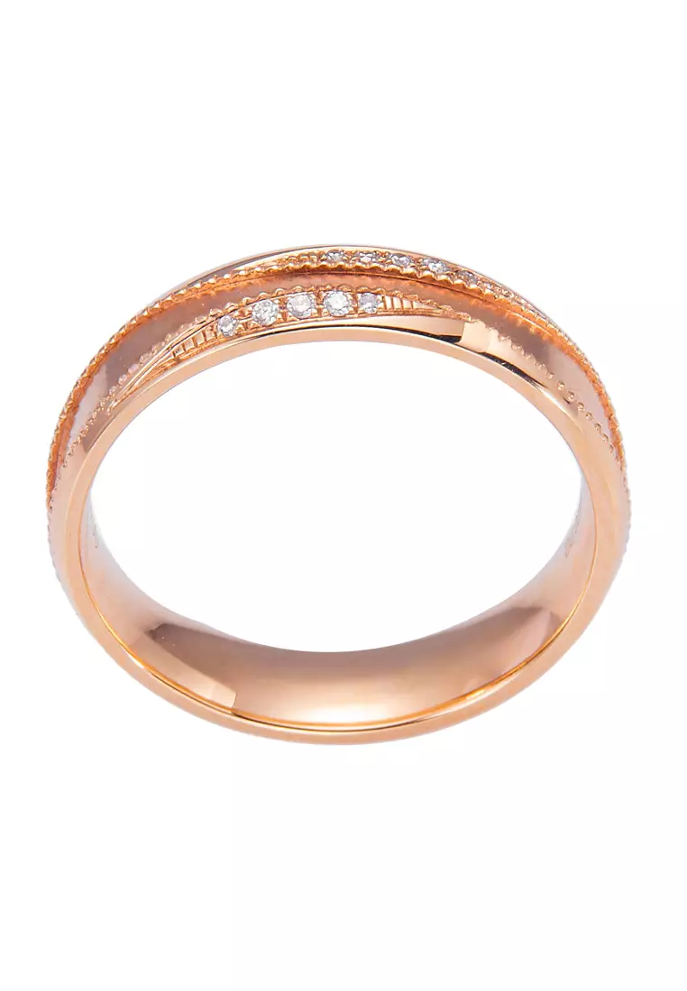 LITZ 18K玫瑰金戒指 YF-CNC-QL022G