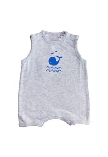 Curiosity Fashion grey Curiosity Easy Clean Water-Repellent Baby Whale Romper with UV Protection 3F499KA4E2C811GS_1